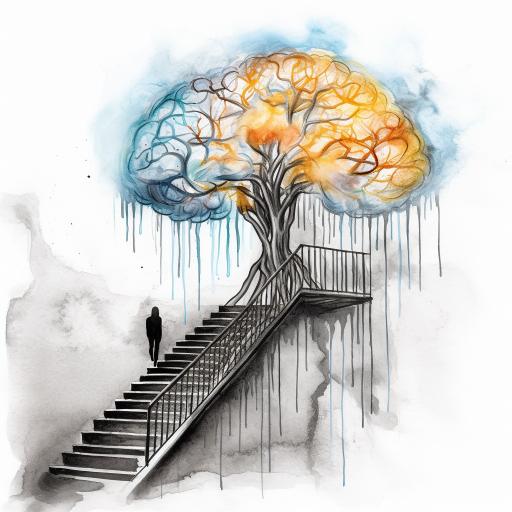 The Tree of Thought A Watercolor Brain with Pathways of Disease, ai generated art made by Bernardus Muller