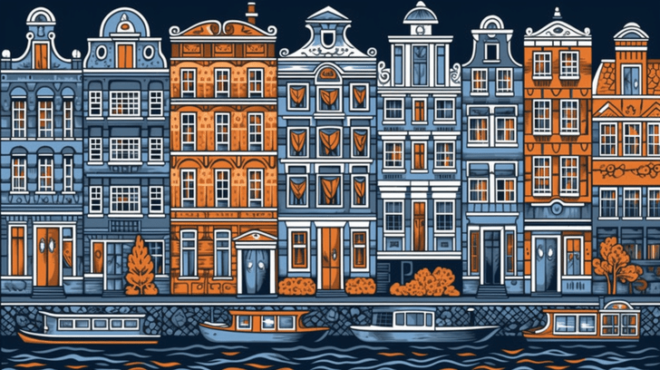 Amsterdam, AI art from the Bauhaus skyline collection by Bernardus Muller