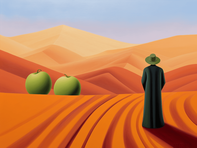 Journey of the Green Apples, AI art from the Desert Illusions collection by Bernardus Muller