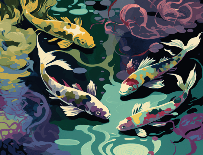 Koi Harmony (2-2), AI Art From the swirling colors collection by Bernardus Muller