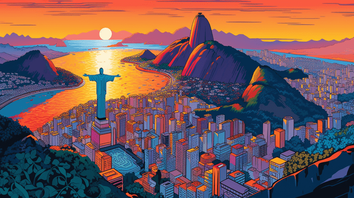Rio de Janeiro, AI art from the Bauhaus skyline collection by Bernardus Muller