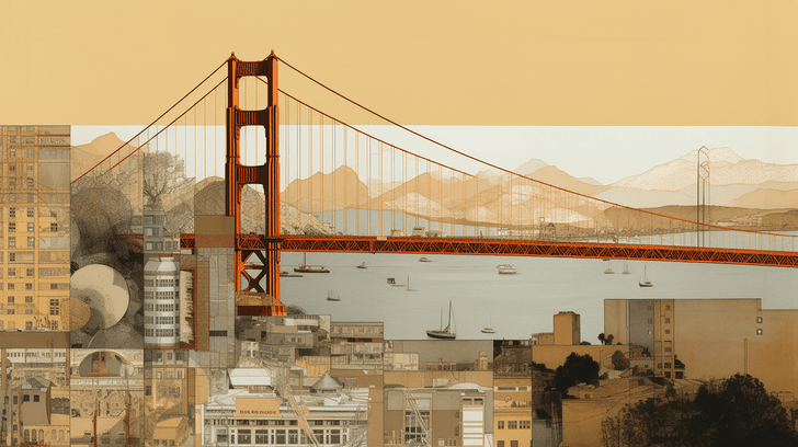 San Francisco, AI art from the Bauhaus skyline collection by Bernardus Muller