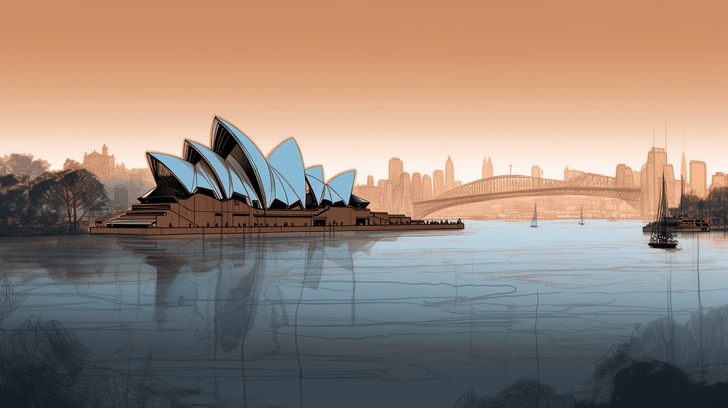 Sydney, AI art from the Bauhaus skyline collection by Bernardus Muller
