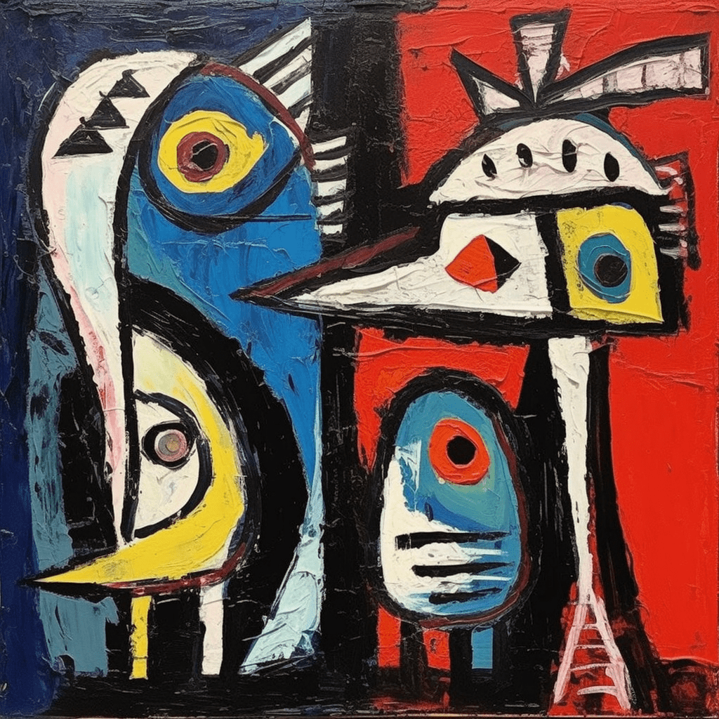 a Fish, a Bird and a Dog. Tribute to Cobra collection. ai generated art