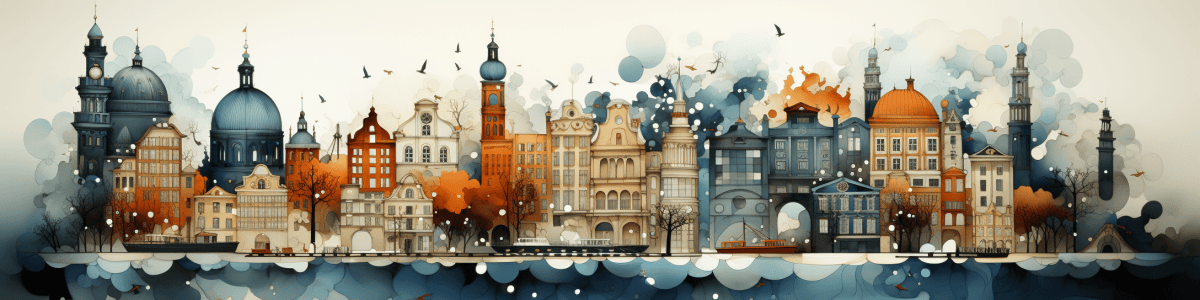 banner bauhaus skyline collection, AI art by Bernardus Muller